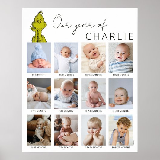 De Grinch | Fotocollage voor baby's eerste jaar Poster (Voorkant)