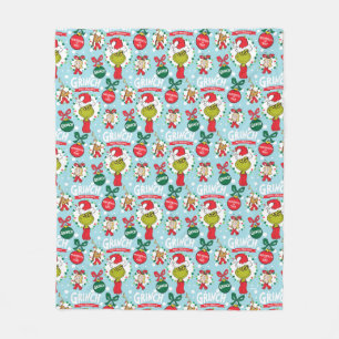 De Grinch Happy Wholidays Pattern Fleece Deken