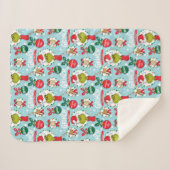 De Grinch | Happy Wholidays Pattern Sherpa Deken (Voorkant (horizontaal))