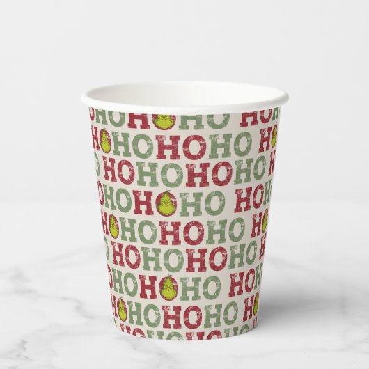 De Grinch | Ho Ho Ho Pattern Papieren Bekers (Achterkant)