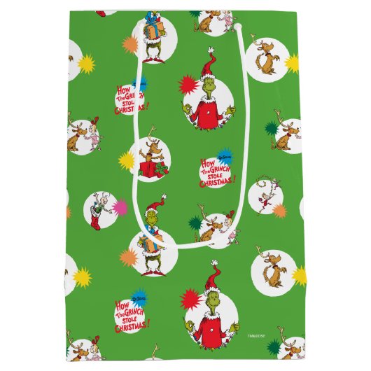 De Grinch | kerstpuntenpatroon Medium Cadeauzakje (Achterkant)