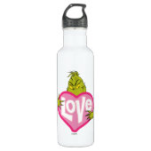 De Grinch | Love Pink Heart Waterfles (Voorkant)