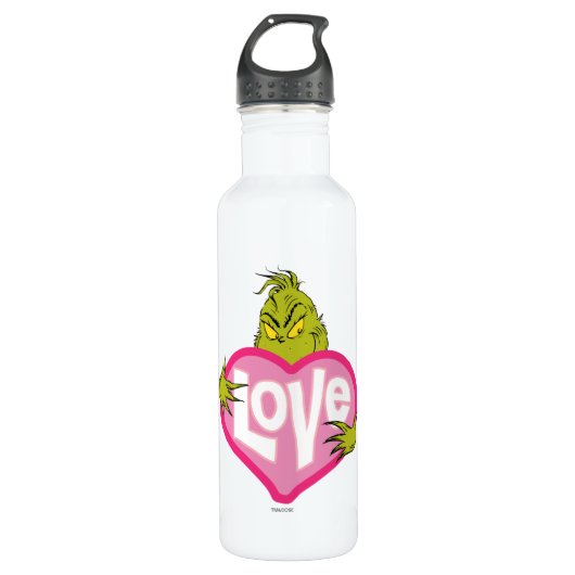 De Grinch | Love Pink Heart Waterfles (Voorkant)