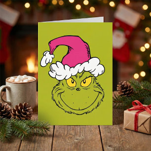 De Grinch met roze kerstmuts Kaart