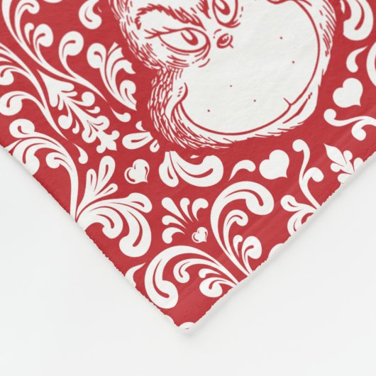 De Grinch | Red Damask Patroon Fleece Deken (Hoek)
