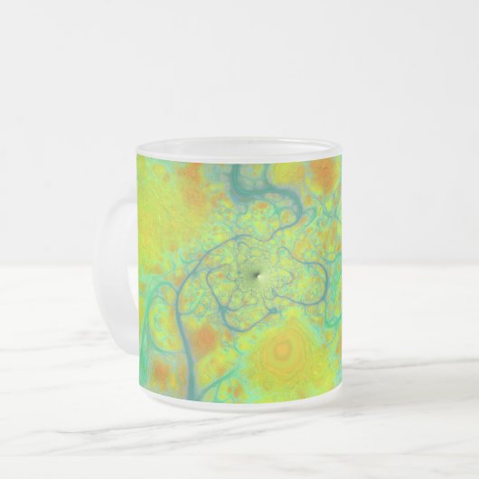 De groene aarde - Blauwgroen en goudkleuren Matglas Koffiemok (Voorkant links)