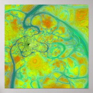 De groene aarde - Blauwgroen en goudkleuren Poster