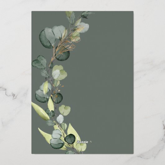 De groene achtergrond van het groene huwelijk van  folie uitnodiging (Achterkant)