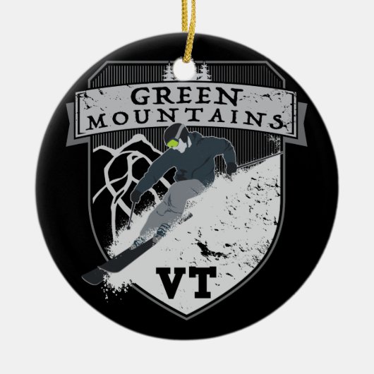 De Groene Bergen van de ski, VT Keramisch Ornament (Voorkant)