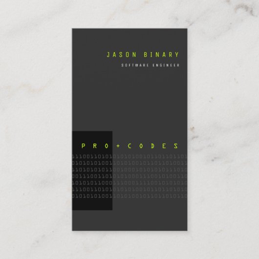 De Groene Binaire Computer van de Code Tech Modern Visitekaartje (Voorkant)