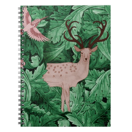 De groene bladachtergrond van William Morris Notitieboek (Voorkant)