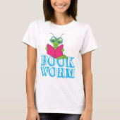 De groene briljante Cartoon boekenwervel T-shirt (Voorkant)
