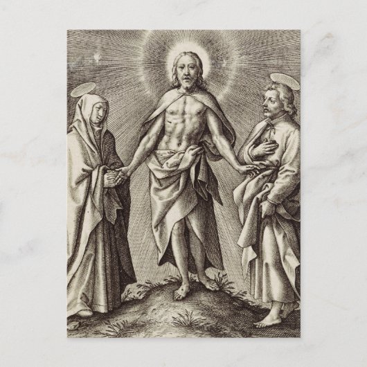 De groene Christus staat op een heuvel Briefkaart (Voorkant)