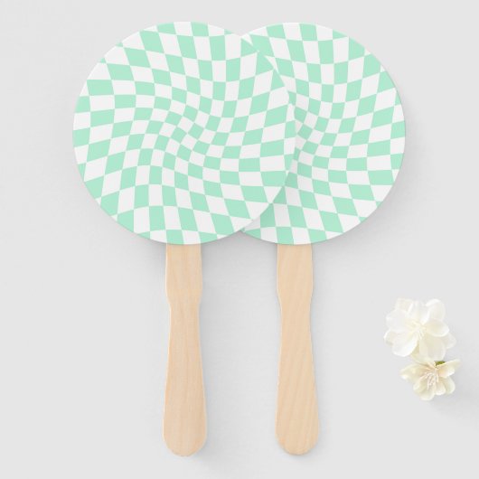 De Groene Controles van de Verkeerde Checkerboard  Handwaaier (Voorkant en achterkant)