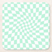 De Groene Controles van de Verkeerde Checkerboard  Kartonnen Onderzetters (Voorkant)