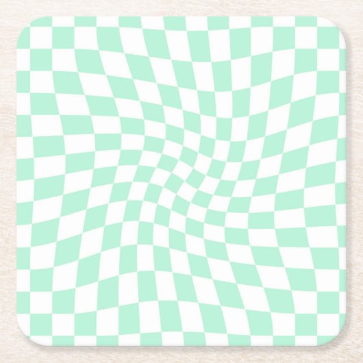 De Groene Controles van de Verkeerde Checkerboard  Kartonnen Onderzetters (Voorkant)