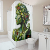 De groene dame - witte achtergrond douchegordijn (In situ)