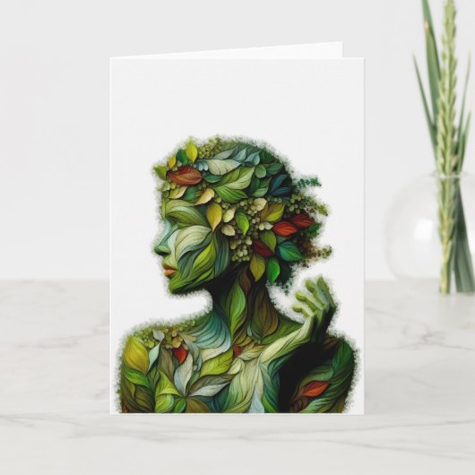 De groene dame - witte achtergrond kaart (Voorkant)