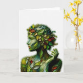 De groene dame - witte achtergrond kaart (Gele Bloem)