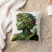 De groene dame - witte achtergrond kussen (Deken)