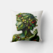 De groene dame - witte achtergrond kussen (Achterkant)