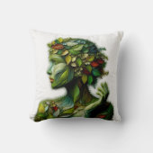 De groene dame - witte achtergrond kussen (Voorkant)