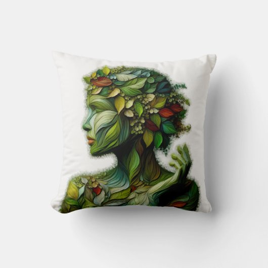 De groene dame - witte achtergrond kussen (Voorkant)