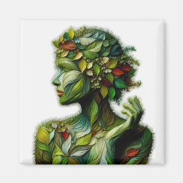 De groene dame - witte achtergrond magneet