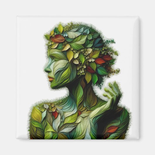 De groene dame - witte achtergrond magneet (Voorkant)