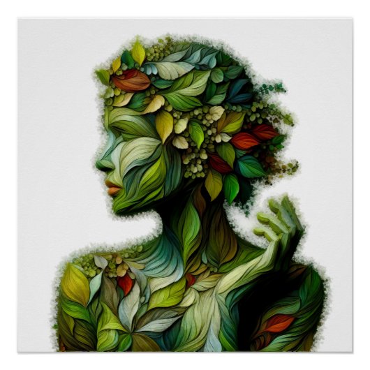 De groene dame - witte achtergrond perfect poster (Voorkant)