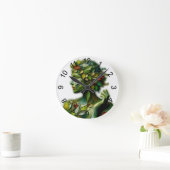 De groene dame - witte achtergrond ronde klok (Huis)