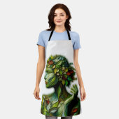 De groene dame - witte achtergrond schort (Gedragen)