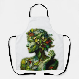 De groene dame - witte achtergrond schort