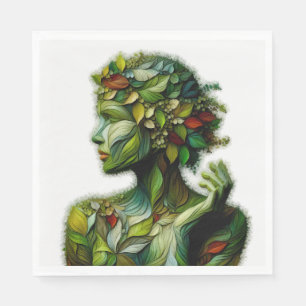 De groene dame - witte achtergrond servet