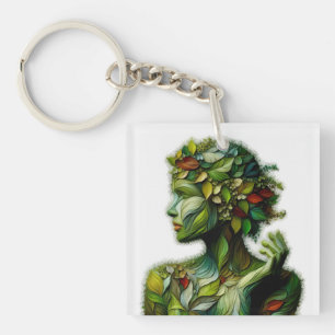 De groene dame - witte achtergrond sleutelhanger