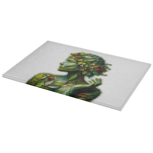 De groene dame - witte achtergrond snijplank (Hoek)