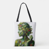 De groene dame - witte achtergrond tote bag (Achterkant)