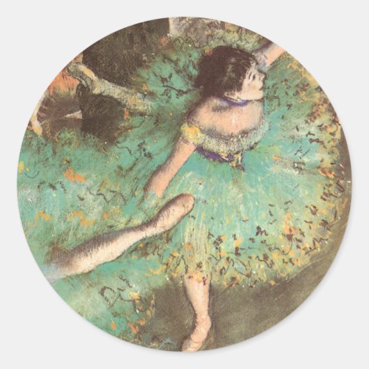 De Groene Danseres door Edgar Degas, Vintage Balle Ronde Sticker (Voorkant)