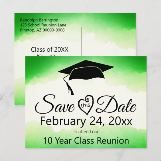 De groene de klassenReünie van de Waterverf sparen Briefkaart (Voorkant / Achterkant)