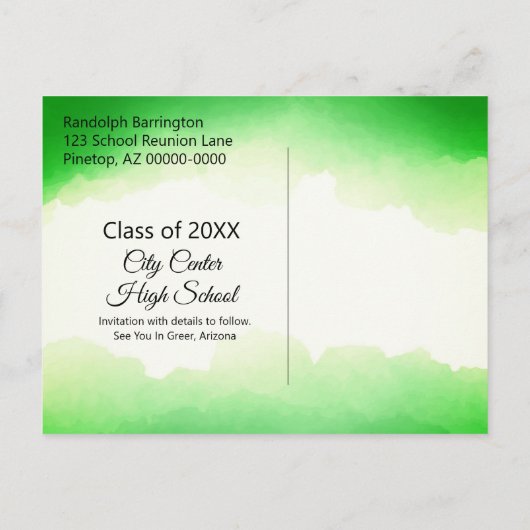 De groene de klassenReünie van de Waterverf sparen Briefkaart (Achterkant)