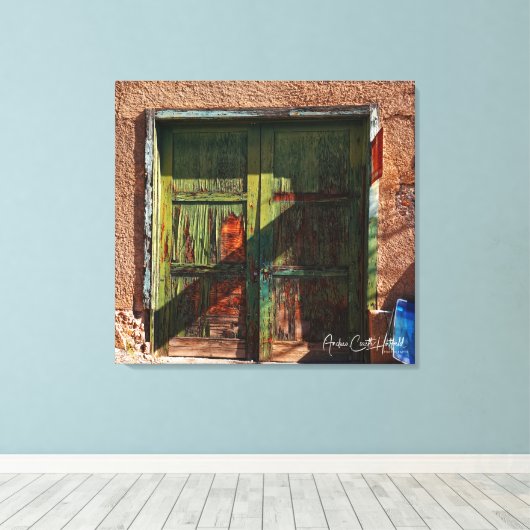 De Groene Deuren Canvas Afdruk (Insitu (Houten vloer))