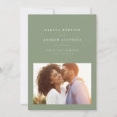 De groene, eenvoudige moderne foto van het blad be save the date (Voorkant)