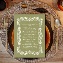 De groene Elegant Grens Thanksgiving nodigt uit