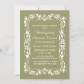 De groene Elegant Grens Thanksgiving nodigt uit Kaart (Voorkant)