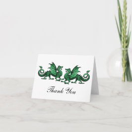 De groene Elegante Draken danken u kaarden Bedankkaart