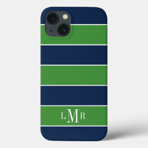 De groene en Blauwe Strepen van het Rugby Met Case-Mate iPhone Case