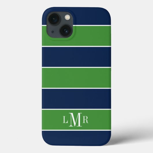 De groene en Blauwe Strepen van het Rugby Met Case-Mate iPhone Case (Achterkant)