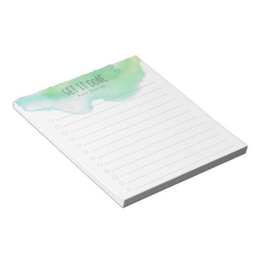 De groene en Blauwe Waterverf Ombre om Lijst te do Notitieblok (Schuin)