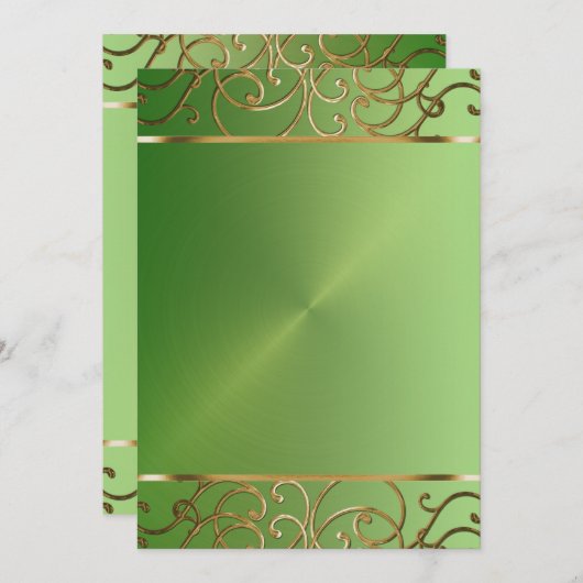 De groene en Gouden Uitnodiging van de Partij van (Voorkant / Achterkant)