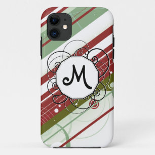 De groene en modern-Retro Strepen van de Wijn met iPhone 11 Hoesje